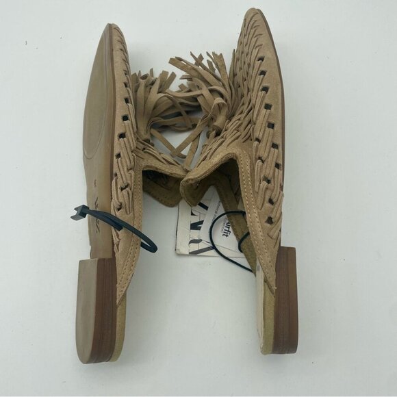 NWT  Zara Women Flat braided leather mules with tassels, Sz 36 - Picture 16 of 16